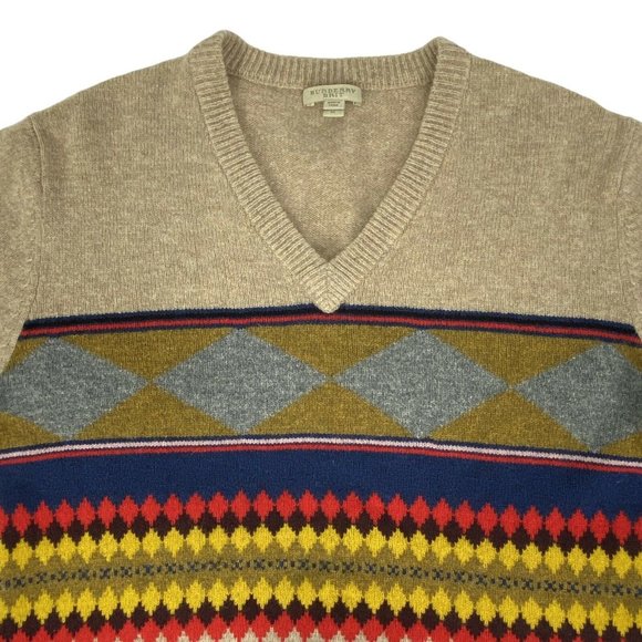 Burberry Brit Lambswool Sweater Argyle Faire Isle - Picture 2 of 7